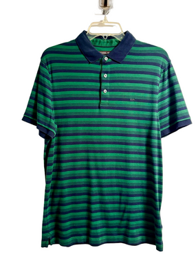 Michael Kors Green & Navy Striped Polo Size Medium
